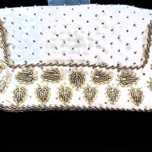 Evening Embellished Gold Beaded Clutch